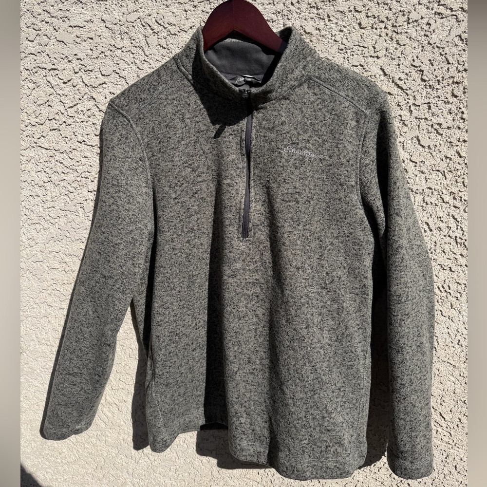 Eddie Bauer Men's Heather Gray Zip-Up Sweater